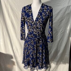 Diane Von Furstenberg Blue Star Wrap Dress